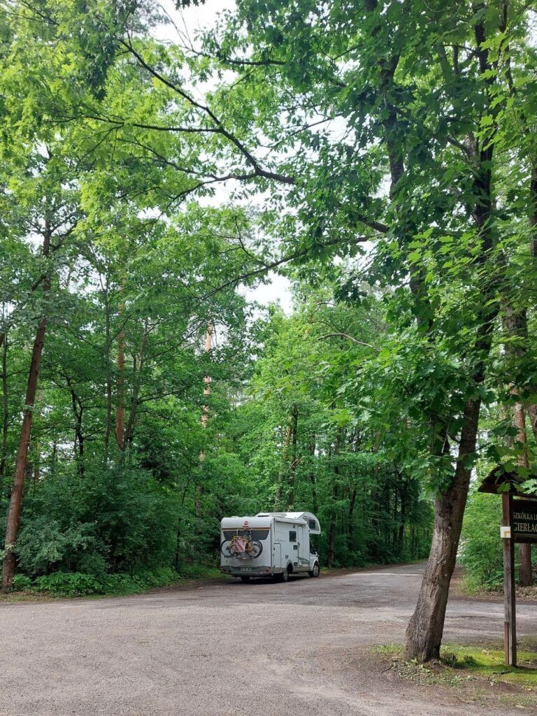 Autocaravana en el bosque en POlonia